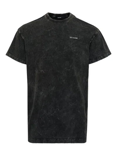 We11 Done Acid-wash Logo T-shirt In Black