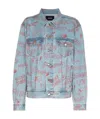 We11 Done All-over Logo Print Denim Jacket In Blue