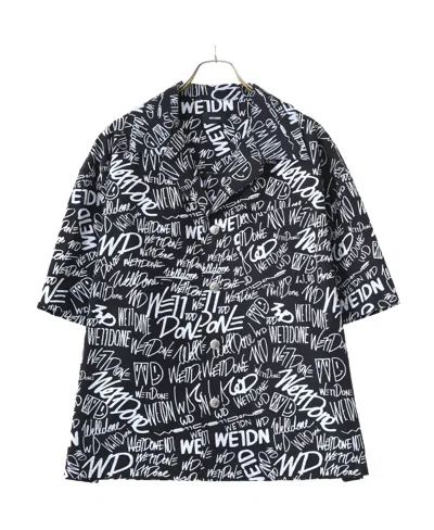 We11 Done All-over Logo Print Short-sleeved Shirt In Black
