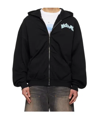 We11 Done Angel Rock Zip-up Hoodie In Black
