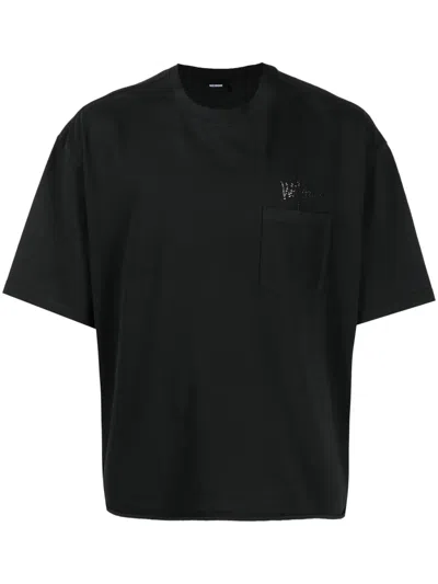 We11 Done Appliqué-logo Cotton T-shirt In Black