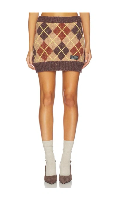 We11 Done Argyle Intarsia Mini Skirt In Brown