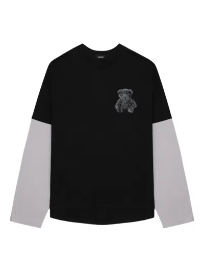 We11 Done Bear-embellished Long-sleeve Top In Black