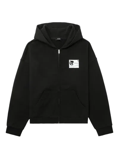 We11 Done Bear-graphic Zip-up Hoodie In Black