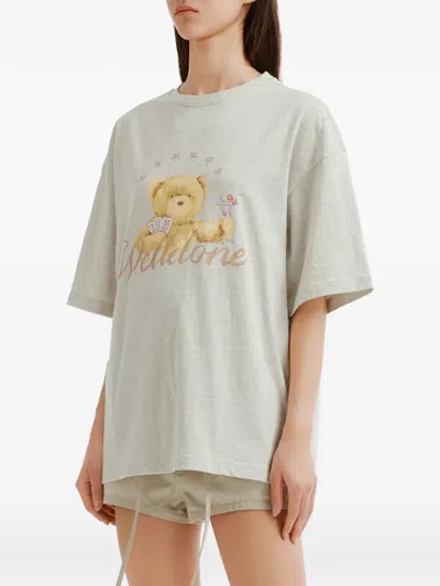 We11 Done Bear-print T-shirt In Gray