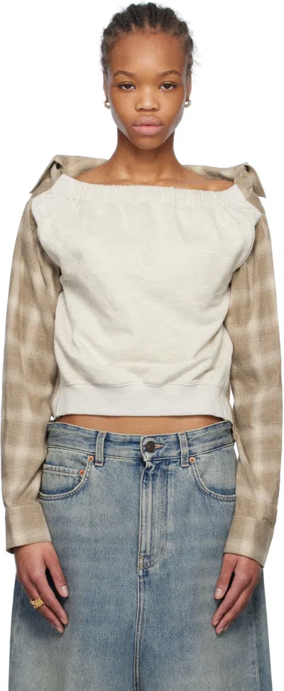We11 Done Beige Check Jersey Shirt