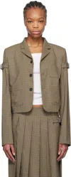 We11 Done Beige Checkered Belted Blazer In Beige