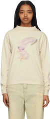 We11 Done Beige Crewneck Long Sleeve T-shirt In Ivory