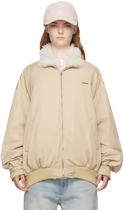 We11 Done Beige Harrington Bomber Jacket