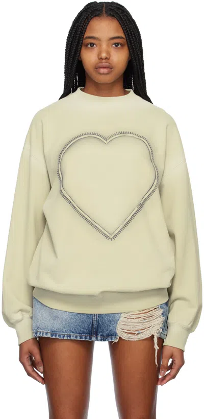 WE11 DONE BEIGE HEART CHOKER SWEATSHIRT