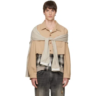We11 Done Beige Layered Blouson Jacket In Neutral