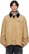 We11 Done Beige Long Washed Work Jacket In Neutral