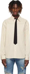 We11 Done Beige Necktie Striped Shirt In Beige