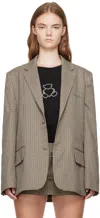 We11 Done Beige Padded Shoulder Blazer In Beige