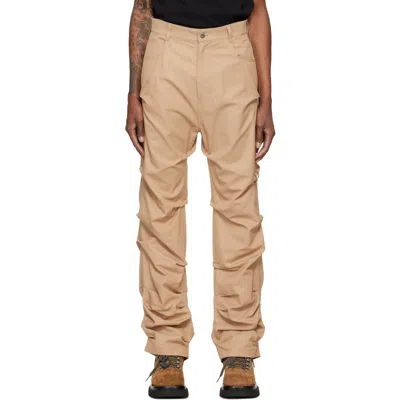 We11 Done Beige Tuck Detail Trousers In Neutral