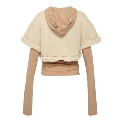 We11 Done Beige Womens Rolledup Hoodie In Neutral