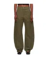 We11 Done Khaki Curved Trousers In Green
