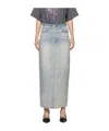 We11 Done Blue Washed Denim Maxi Skirt In Blue