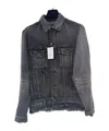 We11 Done Belted Denim Jacket In Black
