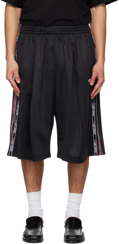 We11 Done Black 1506 Logo Tape Bermuda Track Shorts