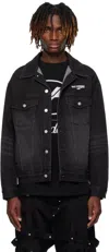 We11 Done Black 1506 Trucker Denim Jacket In Black