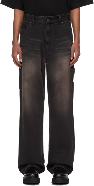We11 Done Black Aging Effect Carpenter Jeans