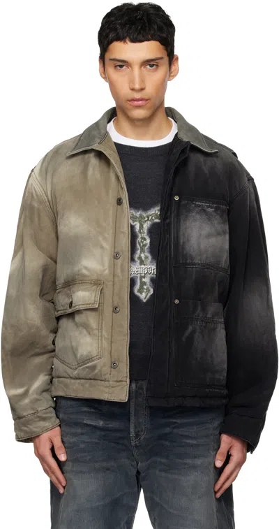 We11 Done Black & Beige 'half And Half' Work Jacket