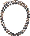 We11 Done Black & Bronze Colored Ball Chain Necklace In Black