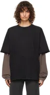 We11 Done Black & Gray Layered T-shirt In Black