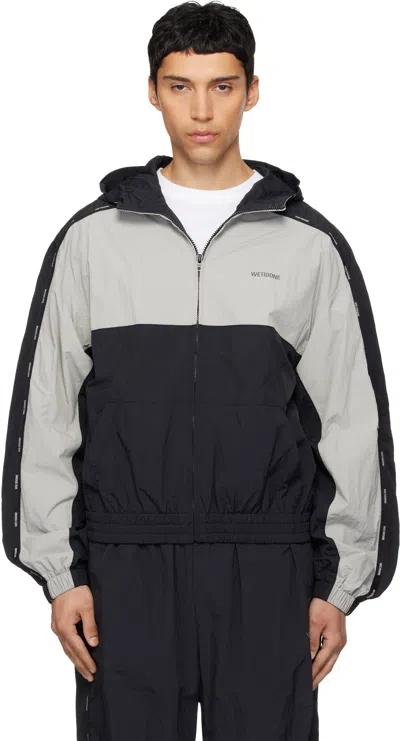 We11 Done Black & Gray Logo Tape Track Jacket