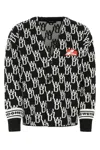 We11 Done Textured Hem Ribbed Cuffs Sweater In Blackwhite