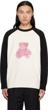 We11 Done Black & White Raglan Knit Sweater In Black