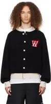 We11 Done Black Baseball Cardigan In Black