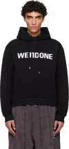 We11 Done Black Basic Logo Fitted Hoodie In Black