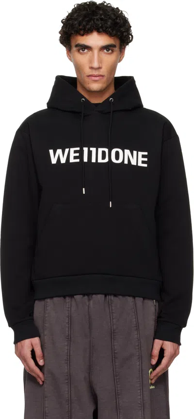 We11 Done Black Basic Logo Fitted Hoodie