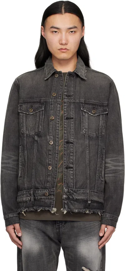 WE11 DONE BLACK BELTED DENIM JACKET