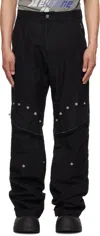 We11 Done Black Biker Cargo Pants In Black