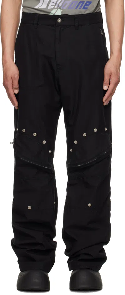 We11 Done Black Biker Cargo Pants