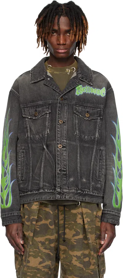 We11 Done Black Blaze Logo Denim Jacket