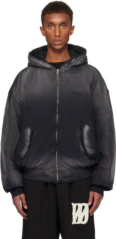 We11 Done Black Bomber Zip-up Hoodie