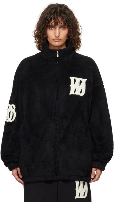 We11 Done Black Bouclé Logo Fleece Jacket