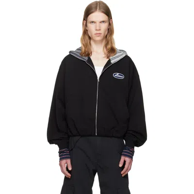 We11 Done Black Bubble Zip-up Hoodie