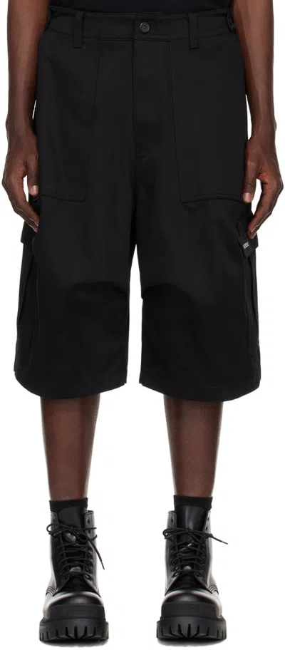 We11 Done Black Cargo Pocket Shorts