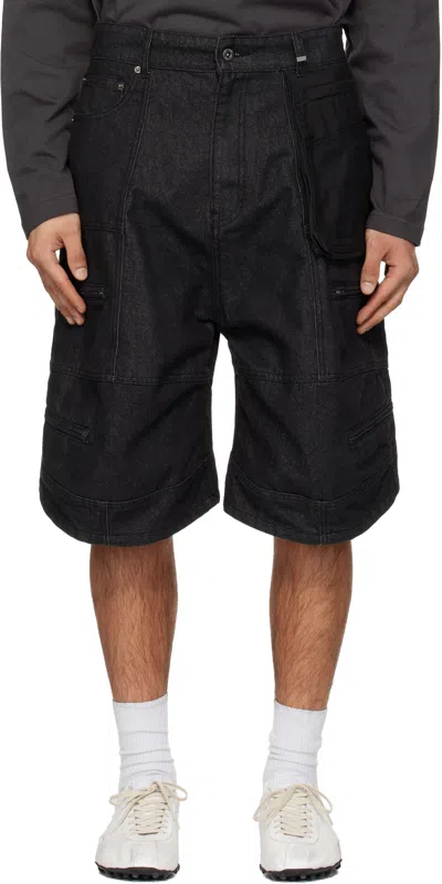 We11 Done Black Carpenter Denim Shorts