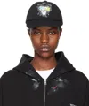 We11 Done Black Character Print Cap In Black