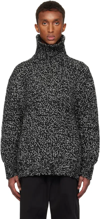 We11 Done Black Chunky Turtleneck In Multi Black