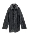 We11 Done Black Coat With Bright Face And Dark Pattern In Black