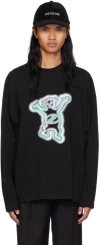 We11 Done Black Colorful Teddy Print Long Sleeve T-shirt In Black
