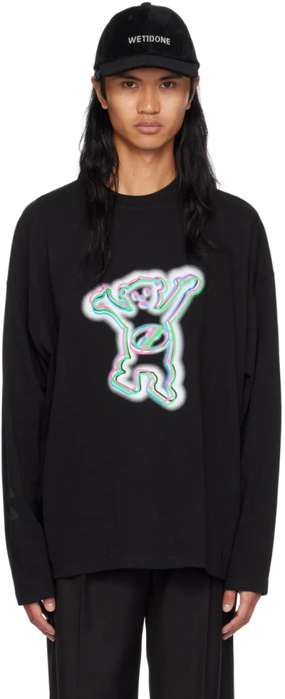 We11 Done Black Colorful Teddy Print Long Sleeve T-shirt