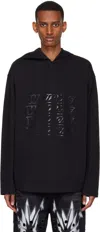 We11 Done Black Cotton Henley In Black